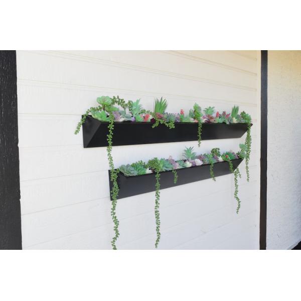 Long Square Wooden Wall Planter for Modern Succulent Display in Indoor Outdoor Garden