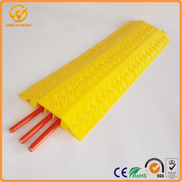 Yellow One Meter PVC Light Duty Cable Protector Ramp Plastic 3 Channels 2.5kg