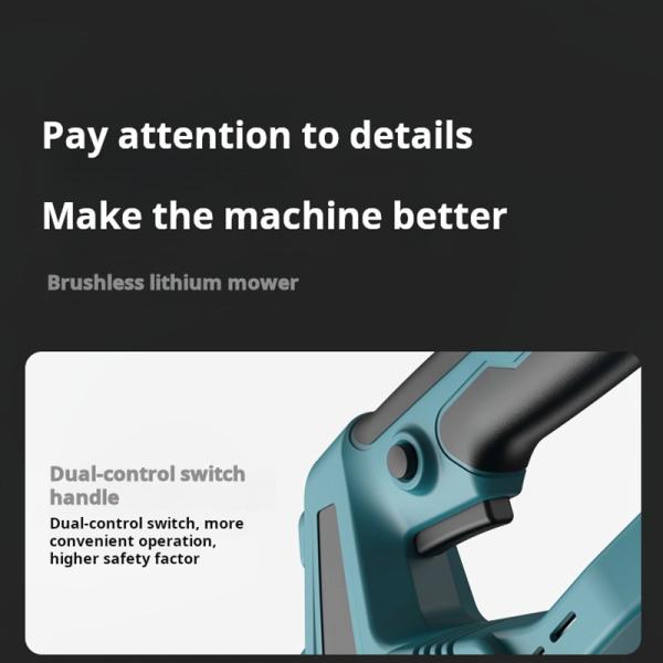 3000 Мах литий без щетки Электрическая садовая газонокосилка Уменьшение шума Легкая
