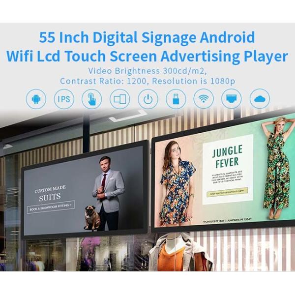 Планшет 55 дюймов с емкостные Signage системы 1920x1080 3288 умным цифров андроида 5.1/6.0/8.1 экрана касания