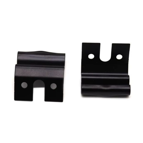 Black Stamped Steel L Shaped Bracket With U Slot Mounting Holes Precision Component
