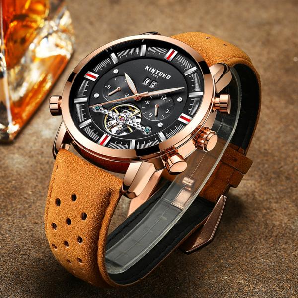 Online Shopping free shipping luxury brand tourbillon leather men watches in wristwatches automatic mechanical watch