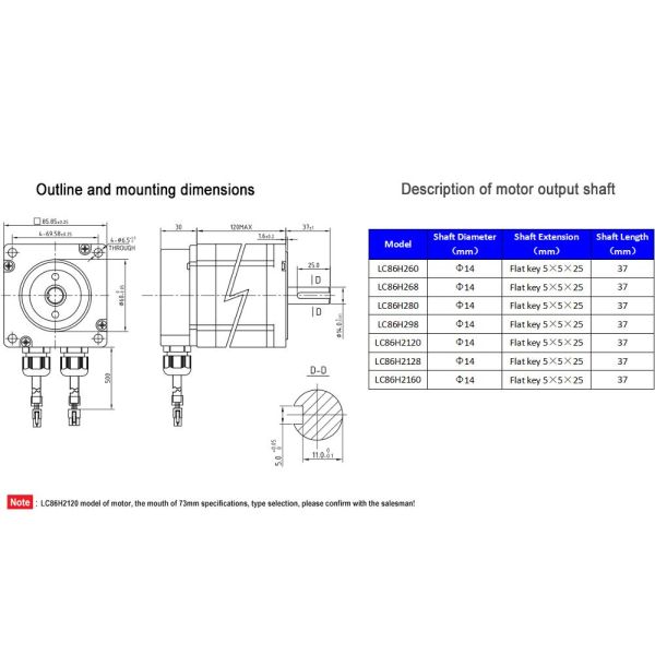 2 Phase 6.5N.M LC86H298+LCDA808H Closed Loop Stepper Nema 34 For CNC Machines