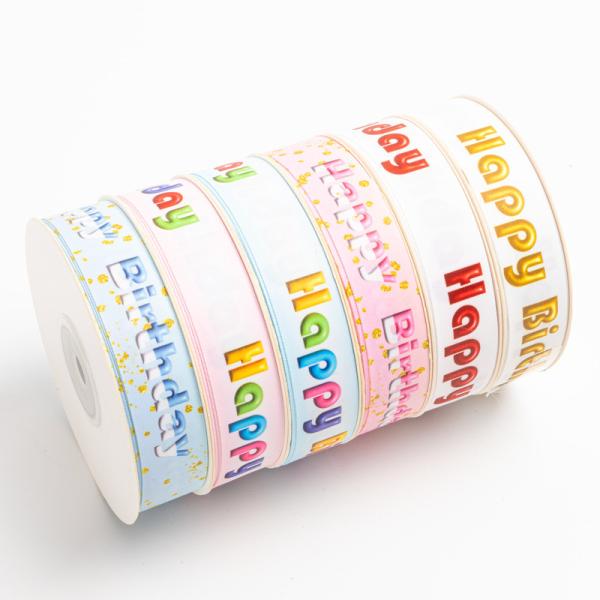 Color Fastness Happy Birthday Gift Box Ribbon for Children's Day Cake in Kindergarten