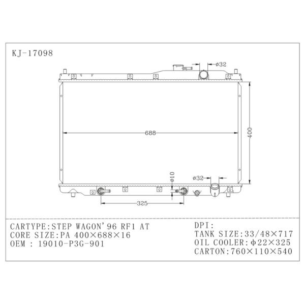 Custom AUTO Honda Aluminum Radiator For Step Wagon 1996 RF1 AT 19010-P3G-901