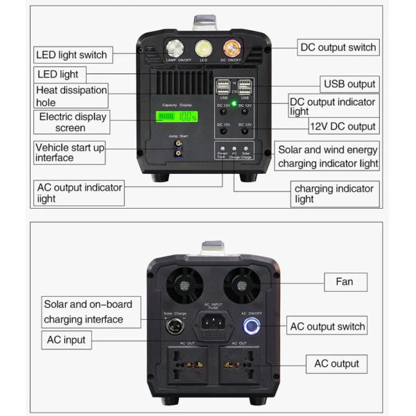 Portable Solar Power Generator 750w 220v Energy Storage Power Supply For Home Use Outdoor