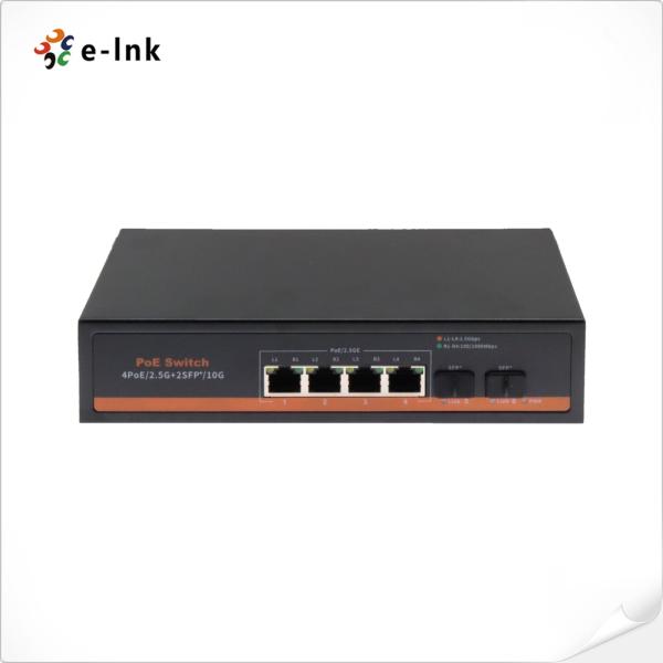 4x2.5Gbps PoE Ports + 2 x10G SFP+ Fiber Ports PoE Switch