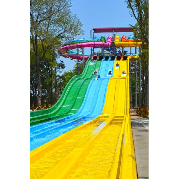 Attractive Butterfly Racing Fiberglass Water Slides Galvanized Carbon Steel Frame For Aqua Park