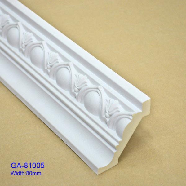 PU Carved Crown Mouldings Cornice Waterproof Damp Proof and Moth Proof Material Designed for and Stylish Interior Decoration