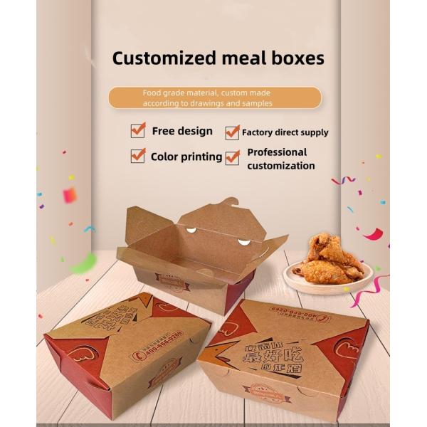 Disposable Takeout Kraft Paper Meal Prep Food Container for Fruit Vegetable Box Lunch