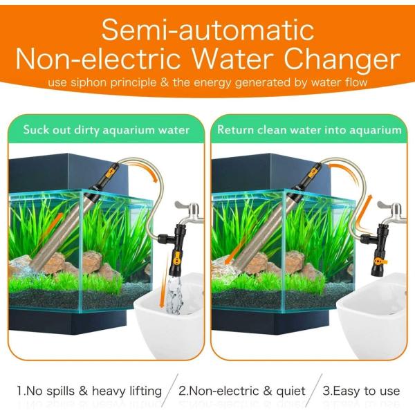 Siphon Fish Tank No Spill Aquarium Water Filter Grave Vacuum Rectangle