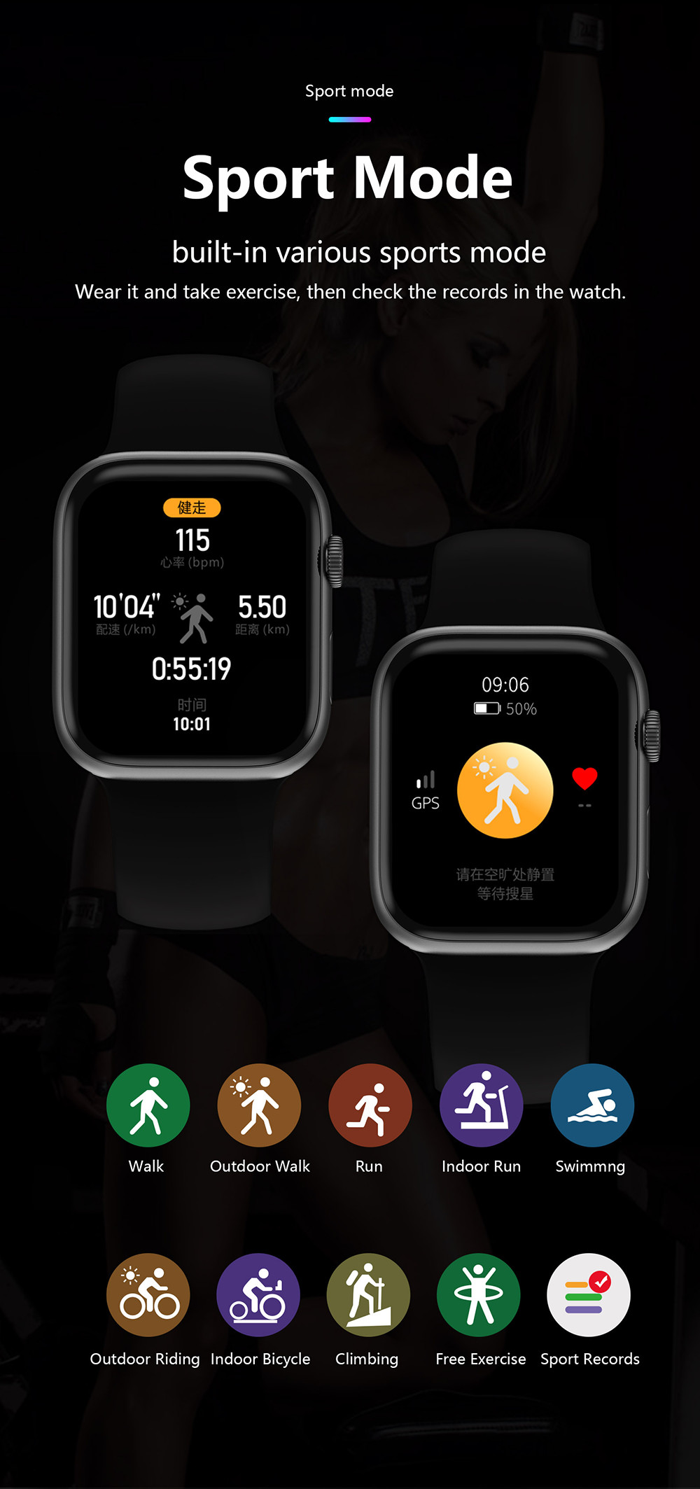 1,78» игр музыки Smartwatch дистанционного управления 200mah