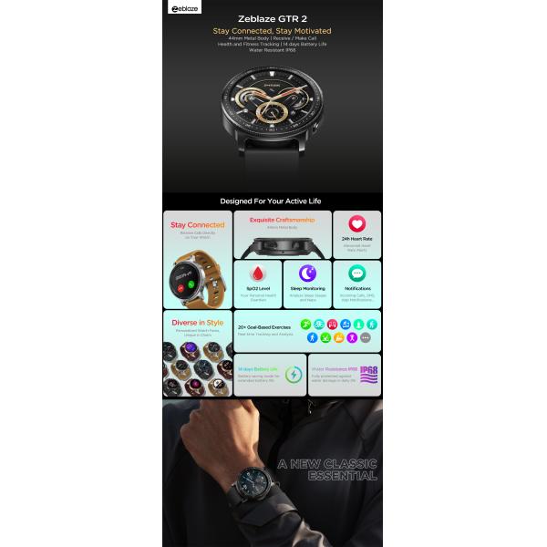 Пиксела дозора 240x240 Zeblaze металла цинка GTR 2 спорта умных водоустойчивых наблюдают