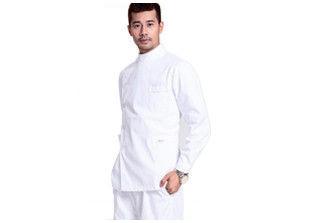 Plain Color Mens Medical Scrubs Beautiful Chest Pocket Self - Adhesive Closure At Neck