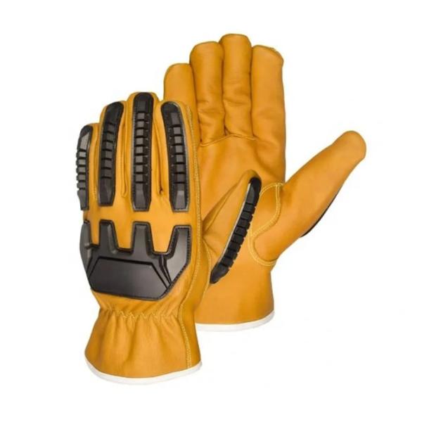 Heavy Oil And Chemical Resistant Insulation Cowhide Leather High Impact Reduction Oil field Working Cotton Palm Gloves