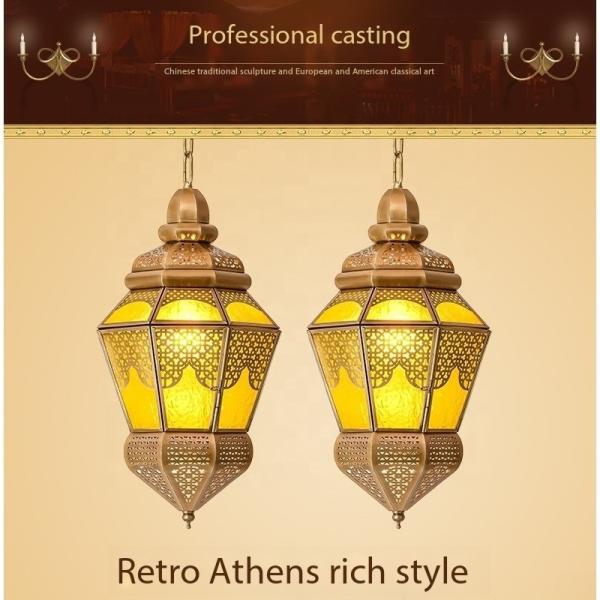 LED Decorative Vintage Copper Chandelier For Restaurant E27 Bulb Base