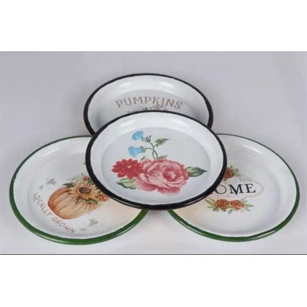 Daily White Round Enamel Tableware Division Plate For Commercial Kitchens Custom Color