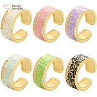 O ouro do esmalte chapeou anéis largos ajustáveis da faixa, anéis de óleo de gotejamento coloridos