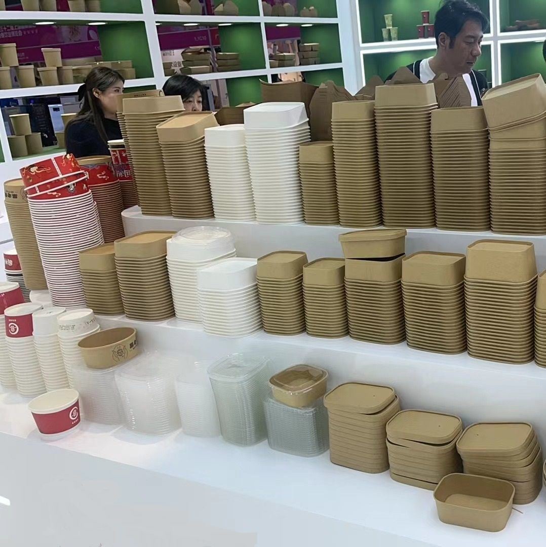 Customized Disposable Lunch Bowl Takeaway Paper Boxes for Fast Food Salad Fried Rice