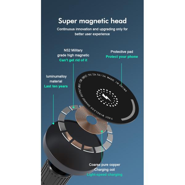 New Arrival Magnet Magnetic Car Charger Wireless Phone Holder Magnet Magnetic 15W Fast Car Wireless Charger For phone