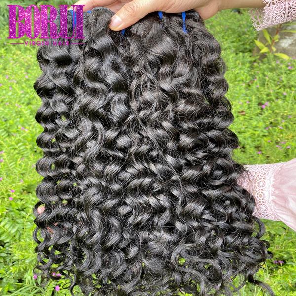 Peruvian Human Hair Bundles , Peruvian Water Wave Hair Customized Style