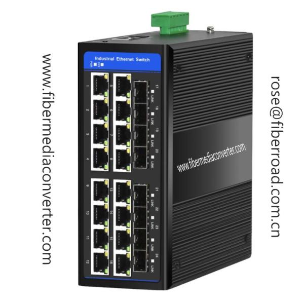 FR-7M3816 16x10/100/1000Base-TX to 8x1000Base-FX Industrial Managed PoE Switch With or Without PoE