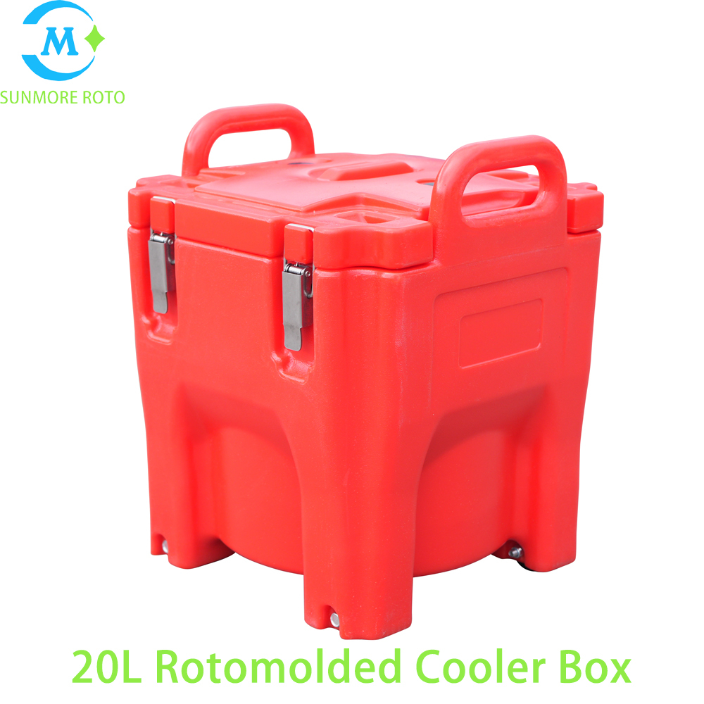 SUNMORE ROTO 20L Red Rotomolded Portable Insulated Cooler Box, Small Thermal Storage Container For Outdoor Camping Fishing Food Transport