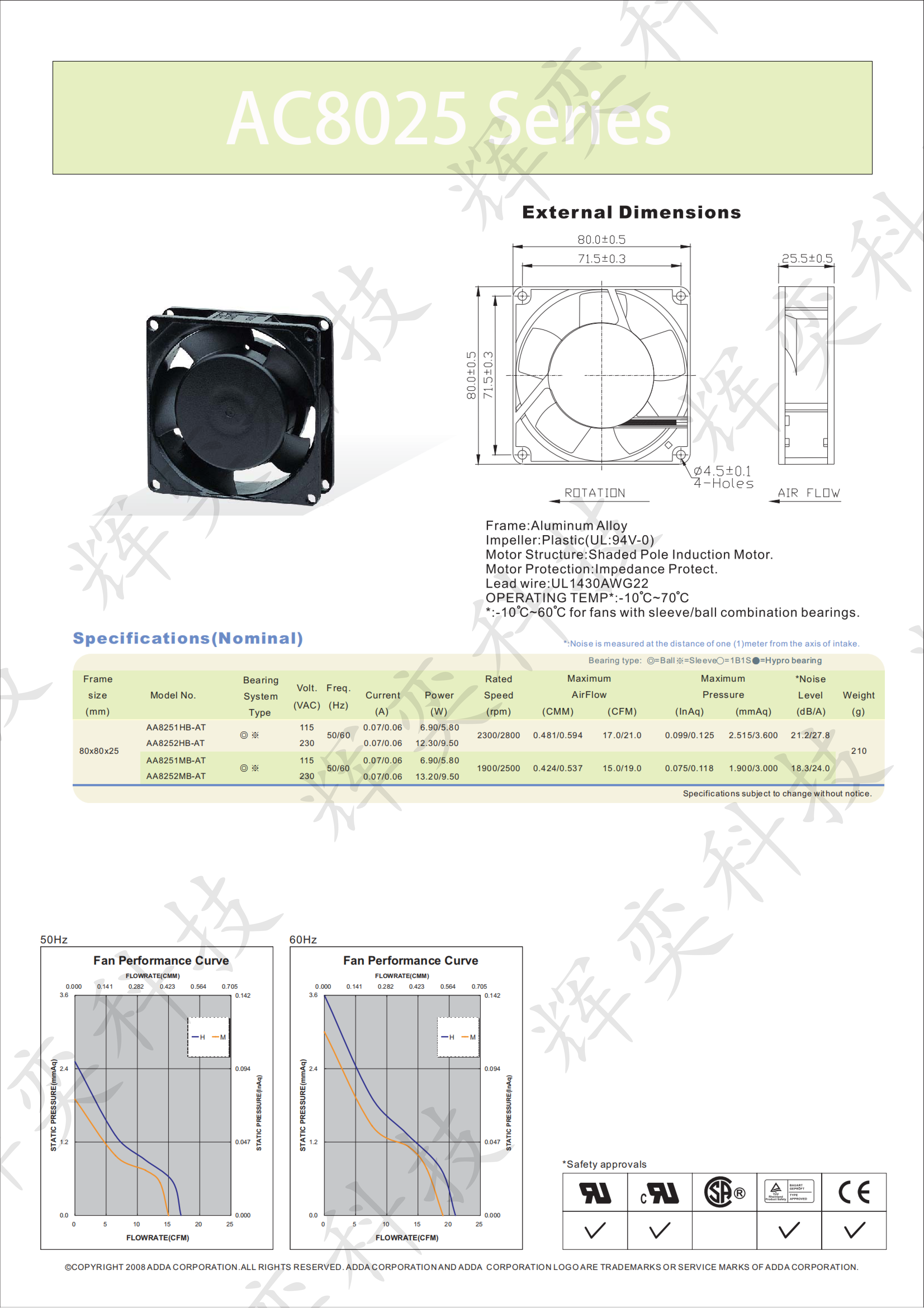 Manufacturer direct sales small black high-speed, high airflow 8025AC AC cooling long-life fan blower