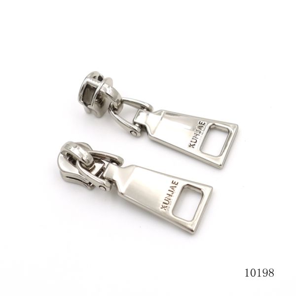 Nickel Metal Zipper Puller Custom Logo Text Zip Pull Charm #5 Slider Head