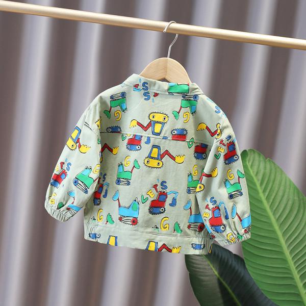 6 Years Unisex Spring Children'S Clothing Long Sleeve Denim Jacket Cartoon Car