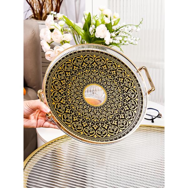 Ceramic Round Tray for Securely Holding Cups Dishes Plates Durable Non-Slip Grip