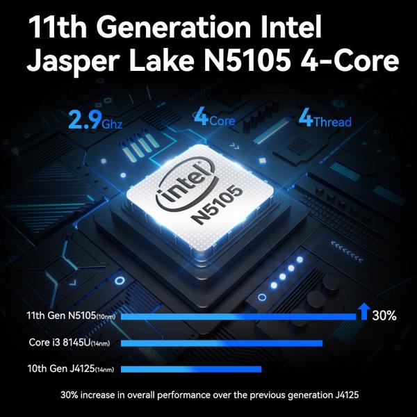 Celeron N5105 4 cœurs 4 fils PC de jeu avec LPDDR4X 8G RAM LAN RJ45 unique