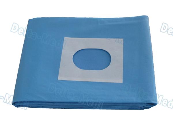 Sterile Blue SMS Disposable Surgical Drapes Utility Drape With Slotted Hole / Adhesive Tape