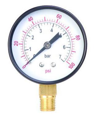 pressure gauge, pressure gage, pressure meter, piezometer, pump accessory