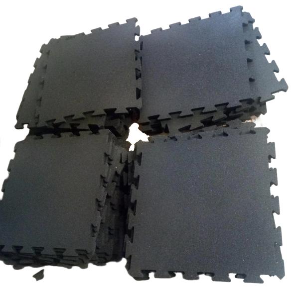 Anti Slip Sports Flooring Interlocking Tiles Non Toxic Interlocking Fitness Tiles Black