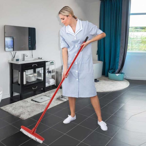Floor Scrub Brush With Long Handle 48 Stiff Bristle Shower Deck Brush