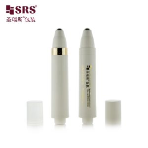 AY-10ml Wholesale Glossy White Roller Bottle with Clear Cap Metal Ball with Silkscreen Printing for Eye Cream