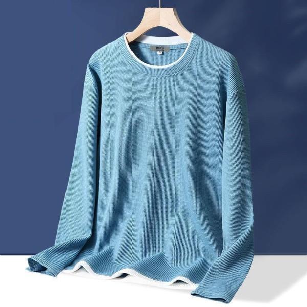 6xl 5xl 3xl Crewneck Sweatshirt Oversized Casual Style Men'S Waffle Knit Thermal Fleece T-Shirt