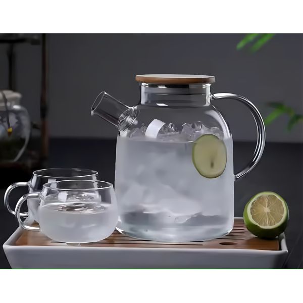 1L 1.8L High Borosilicate Glass Kettle With Handle Mental Lid Filter Large Capacity