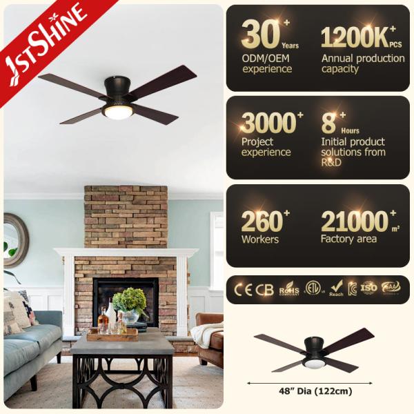 48 polegadas Flush Mount Dimmable LED ventilador de teto para sala de estar