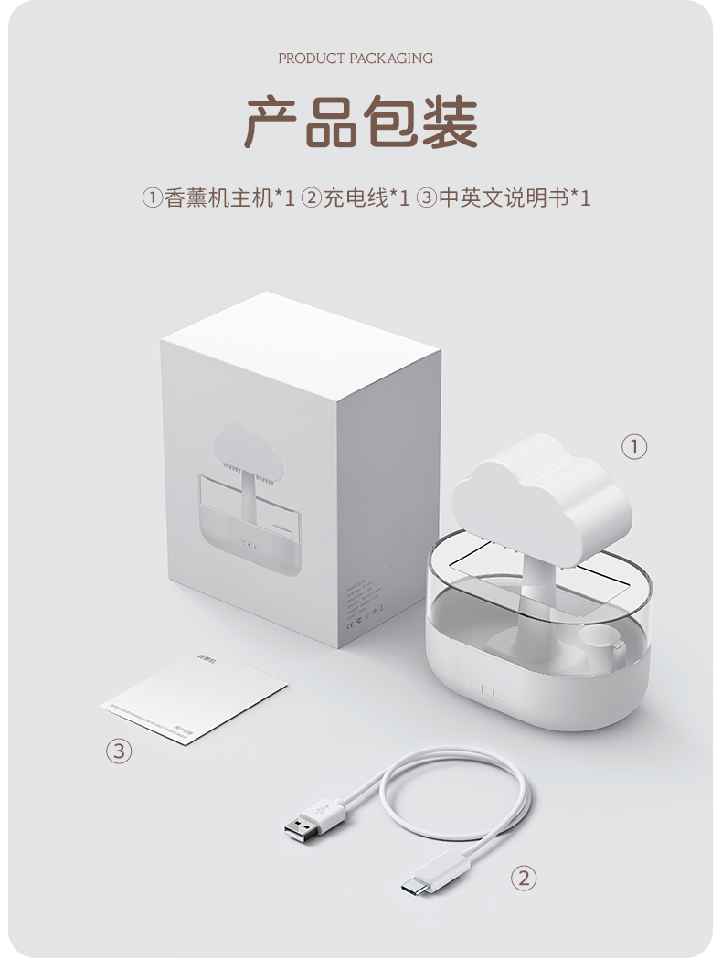 Customized Room Direct Sale Air Essential Oil Ultrasonic Rain Cloud Mushroom Raindrop Aroma Diffuser Humidifier