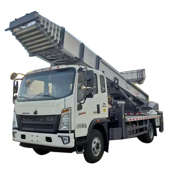Customized New Type HOWO 45Meters  51 Meters Ladder Aerial Platform Truck With 6 Hydraulic Leg Remote Control Systern