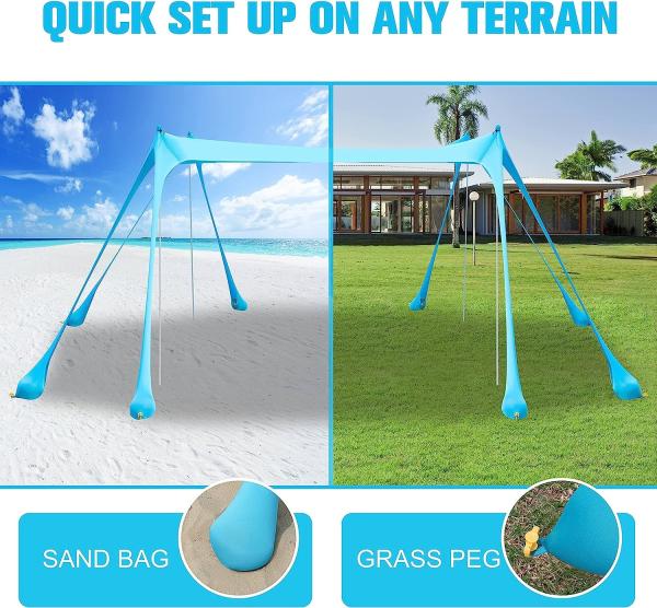 Outdoor Camping Beach Sunshade Sky Tent, Beach Canopy Tent Sun Shade, Gradient Beach Canopy, Stability Upgraded tent
