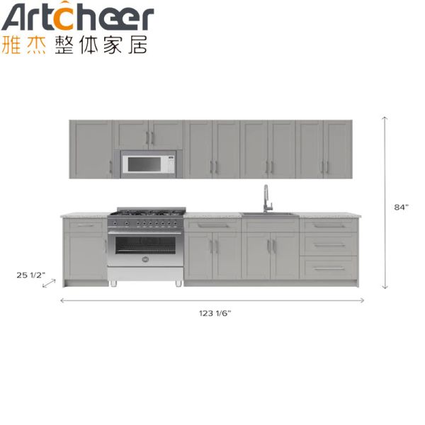 Modern European Design Kitchen Cabinet with Artificial Marble Countertop and Customized Size