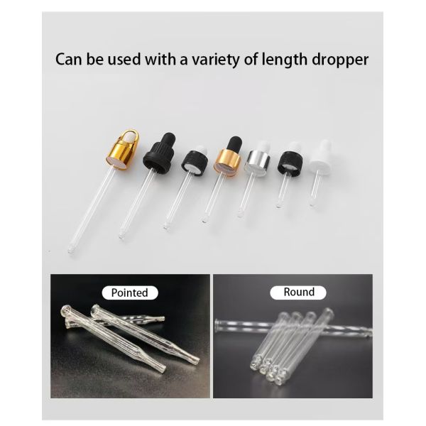 Bouteille de gouttelette de verre borosilicate à blocage de la lumière avec gouttelette de précision pour huiles essentielles