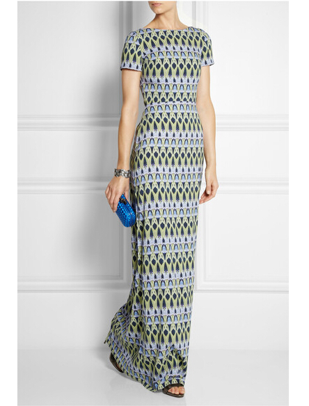 Women Floor Length Printed Evening Gown Dress