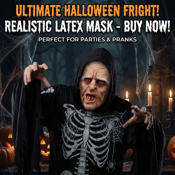 Hyper-Realistic Old Man Zombie Latex Mask - Premium Quality Latex Halloween Mask One Size Fits Most