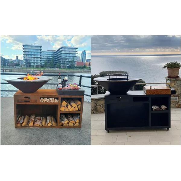 Portable Powder Coating Black Corten Steel BBQ Grill Outdoor Fire Pit Bbq