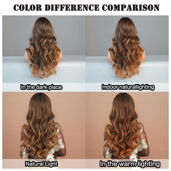Fashion Long Body Wave Highlighted Hair Brown/Blonde Synthetic Wigs For Women
