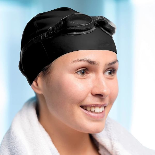 Durable Elastic Non-Slip Printed Women Swimming Cap Silicone Bathing Caps